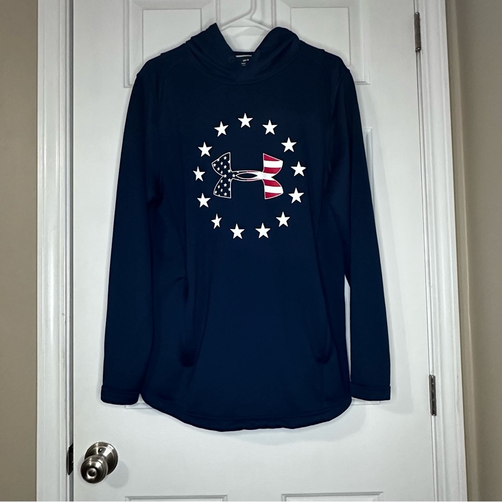 Under Armour Navy Hoodie with Flag Logo